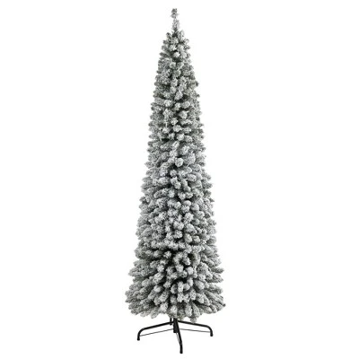 Nearly Natural 7’ Flocked Pencil Artificial Christmas Tree 3 Nearly Natural 7’ Flocked Pencil Artificial Christmas Tree