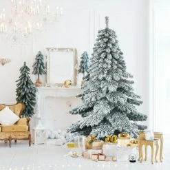 Tangkula Snow Flocked Artificial Christmas Tree Hinged Alaskan Pine Decoration Tree -Outlet Xmas Decor Tree Store GUEST 3a3f61b9 fba7 4c60 b1d1 89c5d8373e1e