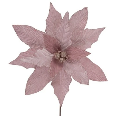 Northlight 24" Glittered Pink Poinsettia Christmas Stem Spray 6 Northlight 24" Glittered Pink Poinsettia Christmas Stem Spray - Image 4