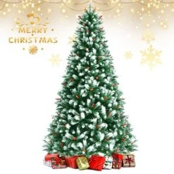 Tangkula Lifelike Christmas Pine Tree, Artificial Hinged Xmas Tree W/ Pine Needles & PVC Tips -Outlet Xmas Decor Tree Store GUEST 3a82d7f5 b950 4aa6 9503 d39eaec4defd
