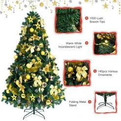 Costway 7.5FT Pre-Lit Artificial Christmas Tree 1100 Tips w/140 Ornaments and 250 Lights -Outlet Xmas Decor Tree Store GUEST 3b2bb867 c2cb 4feb 9c94 e4b6b84ac685