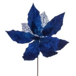 Vickerman 11" Velvet and Glitter Mesh Poinsettia Flower on Steem -Outlet Xmas Decor Tree Store GUEST 3b59e0e8 5bca 411d 8197 5cb552722938