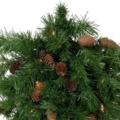 Northlight 30" Prelit Red Pine Artificial Christmas Teardrop Swag - Clear Lights 4 Northlight 30" Prelit Red Pine Artificial Christmas Teardrop Swag - Clear Lights - Image 2