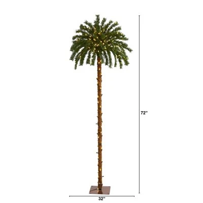 6ft Nearly Natural Pre-Lit LED Palm Artificial Christmas Tree Warm White Lights 3 6ft Nearly Natural Pre-Lit LED Palm Artificial Christmas Tree Warm White Lights