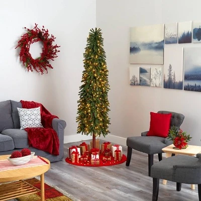 7ft Nearly Natural Pre-Lit Grand Alpine Slim Artificial Christmas Tree Clear Lights 7 7ft Nearly Natural Pre-Lit Grand Alpine Slim Artificial Christmas Tree Clear Lights - Image 5