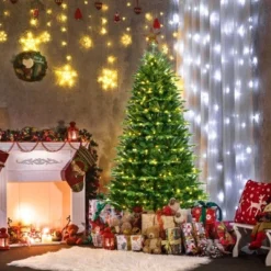 Tangkula Realistic Pre-Lit Christmas Tree 6FT Hinged Artificial Pine Tree W/ 310 LED Lights & 1664 New Tips -Outlet Xmas Decor Tree Store GUEST 3d25fff1 f278 4c42 b14f fa3f302dbf77