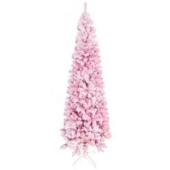 HOMCOM 7.5' Tall Unlit Snow Flocked Artificial Christmas Tree Slim Pencil Xmas Tree with Pine Shape and Realistic Branches, Pink 9 HOMCOM 7.5' Tall Unlit Snow Flocked Artificial Christmas Tree Slim Pencil Xmas Tree with Pine Shape and Realistic Branches, Pink -Outlet Xmas Decor Tree Store GUEST 3decbf85 6b71 4747 b17f f444b49429e9