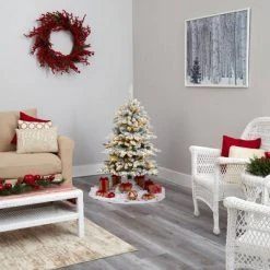 4ft Nearly Natural Pre-Lit LED Flocked Livingston Fir Artificial Christmas Tree Clear Lights -Outlet Xmas Decor Tree Store GUEST 3eb64e0a 9308 4c50 bbe6 f568d86fe3ae