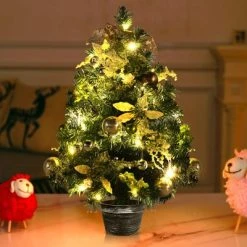 Tangkula 2ft Pre-lit Tabletop Christmas Tree Mini Artificial Evergreen Christmas Tree with Timer & Rich Ornaments -Outlet Xmas Decor Tree Store GUEST 3ecec0e8 597d 46e3 96c4 d8df012cee32