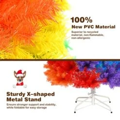 Tangkula 7FT Artificial Hinged Christmas Tree Colorful Rainbow Full Fir Xmas Tree with 1213 Branch Tips 16 Tangkula 7FT Artificial Hinged Christmas Tree Colorful Rainbow Full Fir Xmas Tree with 1213 Branch Tips -Outlet Xmas Decor Tree Store GUEST 3ef46cb7 1aa4 42f8 8d56 fa9b5e9ca412