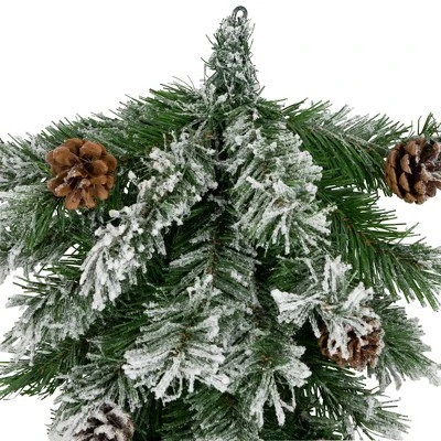 Northlight 22" Unlit Snowy Flocked and Pinecones Christmas Teardrop Swag 6 Northlight 22" Unlit Snowy Flocked and Pinecones Christmas Teardrop Swag - Image 4