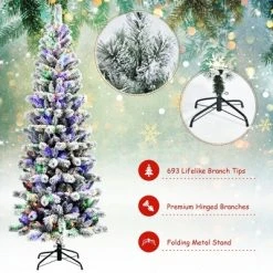 Costway 7.5FT Pre-Lit Hinged Christmas Tree Snow Flocked w/9 Modes Remote Control Lights -Outlet Xmas Decor Tree Store GUEST 3fdf3940 07d4 4ab9 b709 17c1dfd70331