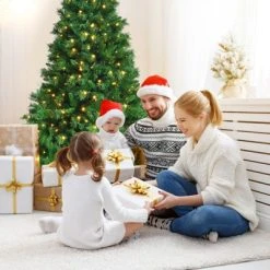 Tangkula Pre-Lit Hinged Lifelike Xmas Tree, Lush Artificial Christmas Tree W/ PVC Tips LED Lights 8 Flash Modes -Outlet Xmas Decor Tree Store GUEST 3fe9d062 ded7 4010 a3c2 69788a71bcae