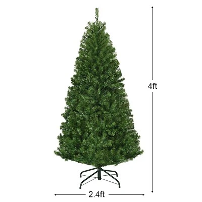 Costway 4Ft Pre-Lit Artificial Christmas Tree Hinged 100 LED Lights 3 Costway 4Ft Pre-Lit Artificial Christmas Tree Hinged 100 LED Lights