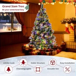 Costway 6 FT Pre-Lit Artificial Christmas Tree Hinged with Pine Needles 350 LED Lights -Outlet Xmas Decor Tree Store GUEST 411d78cc 59a2 44d6 adfd bbde7425864c