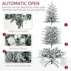 HOMCOM Prelit Artificial Christmas Tree Holiday Decoration with Snow Flocked Branches, Warm Yellow Clear Lights, Auto Open, Extra Bulb 12 HOMCOM Prelit Artificial Christmas Tree Holiday Decoration with Snow Flocked Branches, Warm Yellow Clear Lights, Auto Open, Extra Bulb -Outlet Xmas Decor Tree Store GUEST 417ec24a ba3d 4a9d 9ddb 179db07851d8