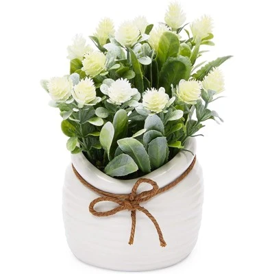 Juvale Artificial Flowers, Fake Faux Plants with Small White Vase for Indoor Room Spring Home Decor, 3.5 x 6 in 4 Juvale Artificial Flowers, Fake Faux Plants with Small White Vase for Indoor Room Spring Home Decor, 3.5 x 6 in - Image 2