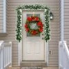 Costway 9ft Pre-lit Christmas Garland w/ Snow Flocked Tips Red Berries 50 Lights & Timer