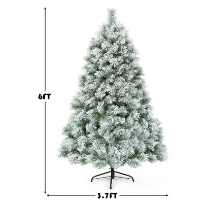 Costway 6ft or 7ft Premium Hinged Artificial Christmas Tree Snowy Pine Needles 4 Costway 6ft or 7ft Premium Hinged Artificial Christmas Tree Snowy Pine Needles - Image 2