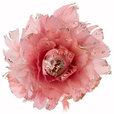 Northlight 20.75" Pink Feather Peony Artificial Christmas Floral Pick 4 Northlight 20.75" Pink Feather Peony Artificial Christmas Floral Pick - Image 2