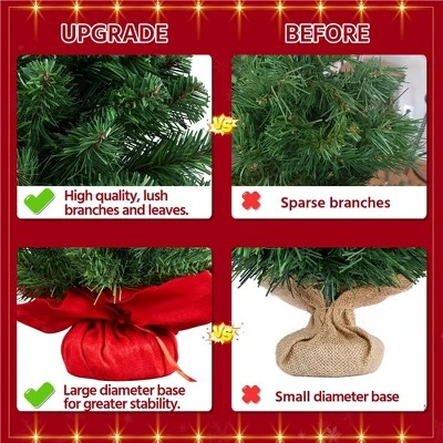 Yaheetech Tabletop Christmas Tree Mini Artificial Christmas Tree with Cement Base, Green 5 Yaheetech Tabletop Christmas Tree Mini Artificial Christmas Tree with Cement Base, Green - Image 3