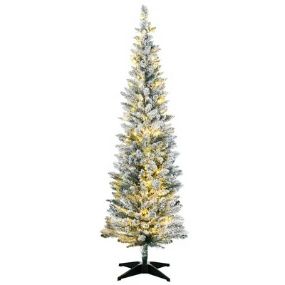 HOMCOM Pre-Lit Slim Noble Fir Artificial Christmas Tree with Realistic Branches, Warm White LED Lights and Tips, Green 8 HOMCOM Pre-Lit Slim Noble Fir Artificial Christmas Tree with Realistic Branches, Warm White LED Lights and Tips, Green - Image 6
