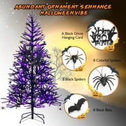 Tangkula 6FT Black Halloween Tree Artificial Hinged PVC Christmas Tree w/250 LED lights 10 Tangkula 6FT Black Halloween Tree Artificial Hinged PVC Christmas Tree w/250 LED lights -Outlet Xmas Decor Tree Store GUEST 433e83f7 eae0 43dd b7f6 553ded5b96a4
