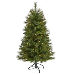 Nearly Natural 4’ West Virginia Mountain Pine Prelit Artificial Christmas Tree
