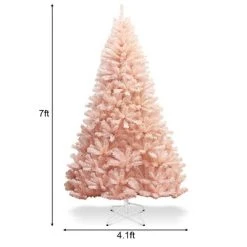 Costway 6ft/7ft Pink Christmas Tree Hinged Full Fir Tree Metal Season -Outlet Xmas Decor Tree Store GUEST 4411eab7 20eb 4ab6 a6e6 2525ac160ca5
