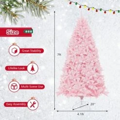Costway 7 FT Flocked Artificial Christmas Tree Hinged with 500 LED Lights 1200 Branch Tips -Outlet Xmas Decor Tree Store GUEST 451e8da0 62cb 421e 9b3e eb101d568249