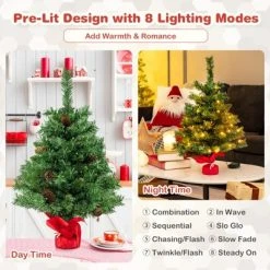 Costway 25" Pre-Lit Artificial Mini Christmas Tree w/ Pine Cones 50 LED Lights & 8 Modes -Outlet Xmas Decor Tree Store GUEST 46054837 dc59 44ad a3e6 1b0fad3c1780