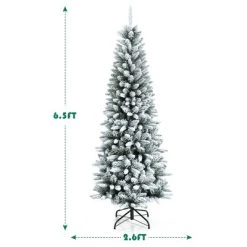 Costway 6.5ft Snow-Flocked Hinged Artificial Christmas Pencil Tree w/ 829 Mixed Tips -Outlet Xmas Decor Tree Store GUEST 46504c02 9919 45d4 af91 9b3d3d6570ae