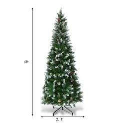 Tangkula 6FT Artificial Pencil Christmas Tree Snow Flocked Tree w/ Pine Cones and Metal stand 11 Tangkula 6FT Artificial Pencil Christmas Tree Snow Flocked Tree w/ Pine Cones and Metal stand -Outlet Xmas Decor Tree Store GUEST 468b5e5d faa9 4497 acb5 a4ea90169d73