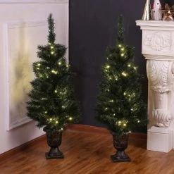 LuxenHome Set of 2 4Ft Pre-Lit LED Artificial Pine Christmas Tree with Urn Pot 19 LuxenHome Set of 2 4Ft Pre-Lit LED Artificial Pine Christmas Tree with Urn Pot -Outlet Xmas Decor Tree Store GUEST 46f8fd1e c50c 48b6 9888 5ead7b099812