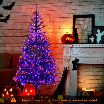 Tangkula 6FT Black Halloween Tree Artificial Hinged PVC Christmas Tree w/250 LED lights 3 Tangkula 6FT Black Halloween Tree Artificial Hinged PVC Christmas Tree w/250 LED lights