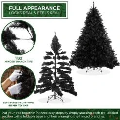 Casafield Artificial Black Spruce Christmas Tree with Metal Stand