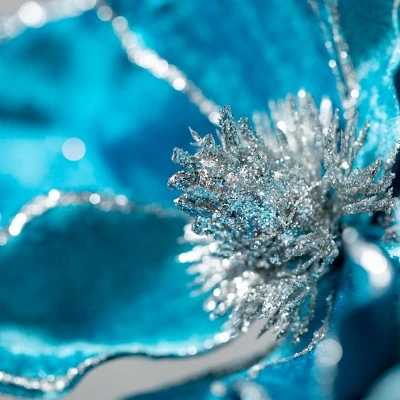 Sullivans Artificial Velvet Teal Magnolia Stem Blue 24"H 3 Sullivans Artificial Velvet Teal Magnolia Stem Blue 24"H