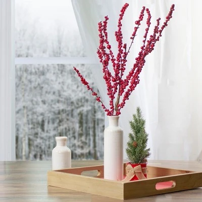 Northlight 40" Red Berries Artificial Christmas Twig Spray 3 Northlight 40" Red Berries Artificial Christmas Twig Spray
