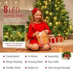 Costway 6ft Pre-Lit Artificial Hinged Christmas Tree w/8 Modes LED Lights and Foot Pedal -Outlet Xmas Decor Tree Store GUEST 479df1a8 52cc 4d53 96c8 23efdcb93ffc