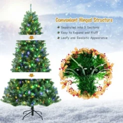 Tangkula Pre-lit Christmas Tree, Artificial Hinged Xmas Tree w/ Remote-controlled Color-changing LED Lights & PVC Tips -Outlet Xmas Decor Tree Store GUEST 47b1d4d1 2afc 4f4e 8879 99ea44dbd68e
