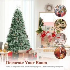 Costway 6ft7ft8ft Snow Flocked Artificial Christmas Tree w/ 71516511139 Glitter PE & PVC Tips -Outlet Xmas Decor Tree Store GUEST 47b80c66 265a 40de b7cc 7a36af390927