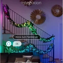 Twinkly Pre-Lit Garland App-Controlled LED Artificial Christmas Garland with 50 RGB+W (16 Million Colors + Warm White) LEDs. 9 Feet. Green Wire. -Outlet Xmas Decor Tree Store GUEST 47bf0972 459e 4e8d befb 18a2f3bd1c56