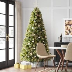 7.5' Pre-lit Virginia Pine Artificial Christmas Tree Dual Color Lights - Wondershop™