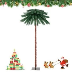 Costway 6FT Pre-Lit Artificial Tropical Christmas Palm Tree w/ 210 Multi-Color Lights -Outlet Xmas Decor Tree Store GUEST 4825abc7 8359 42bf 84bf 9b34f38891c2
