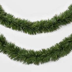 18' Pre-Lit Artificial Pine Christmas Garland Green with Clear Lights - Wondershop™