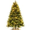 Tangkula Hinged Life-Like Christmas Tree W/ LED Lights Pre-Lit Artificial Xmas Tree W/ PE & PVC Leaves