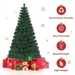 Costway 5'/6'/7'Pre-Lit Fiber Optic Christmas Tree 180/230/280 Lights Top Star -Outlet Xmas Decor Tree Store GUEST 492555c8 7dc5 43fe a844 596bd4d6ef48