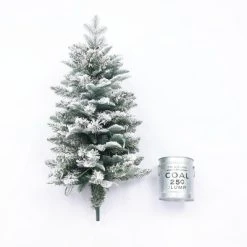 LuxenHome 3Ft Pre-Lit LED Artificial Flocked Fir Christmas Tree with Metal Pot -Outlet Xmas Decor Tree Store GUEST 494094de 9949 4c97 bd83 76ad2a87a140