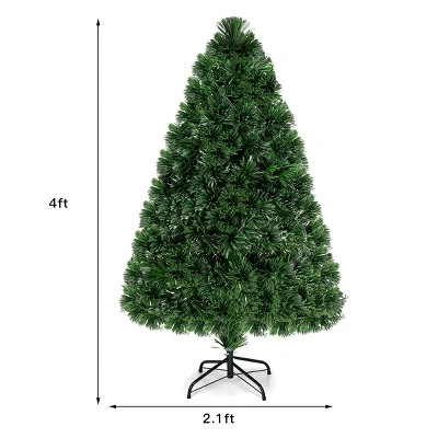 Costway Pre-Lit Fiber Optic Artificial PVC Christmas Tree Metal 4Ft 10 Costway Pre-Lit Fiber Optic Artificial PVC Christmas Tree Metal 4Ft - Image 8