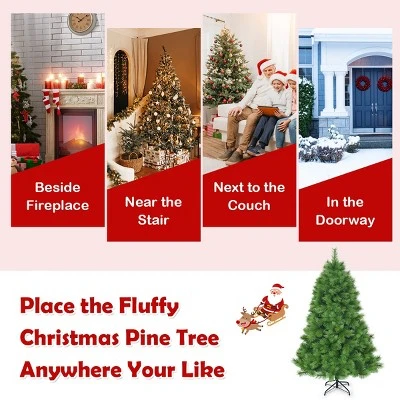 Tangkula Artificial Christmas Tree Pine Needles Xmas Tree with Metal Stand 7 Tangkula Artificial Christmas Tree Pine Needles Xmas Tree with Metal Stand - Image 5
